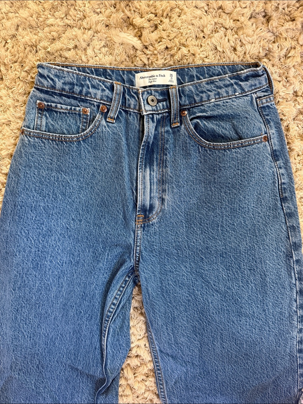 Abercrombie & Fitch Women’s Straight-Leg Dark Blue Jeans